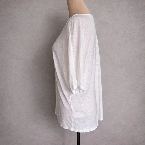 Masai Copenhagen Linen Blend Oversized White V-Neck Top Size L - Picture 2 of 7